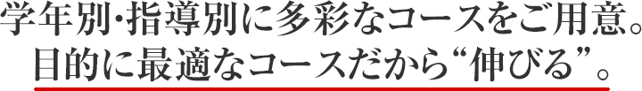 学年別・指導別に多彩なコースをご用意。目的に最適なコースだから“伸びる”。