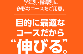 ［学年別・指導別に多彩なコースをご用意。］目的に最適なコースだから”伸びる”。