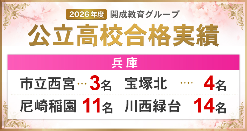 2026年度 兵庫 公立高校合格実績